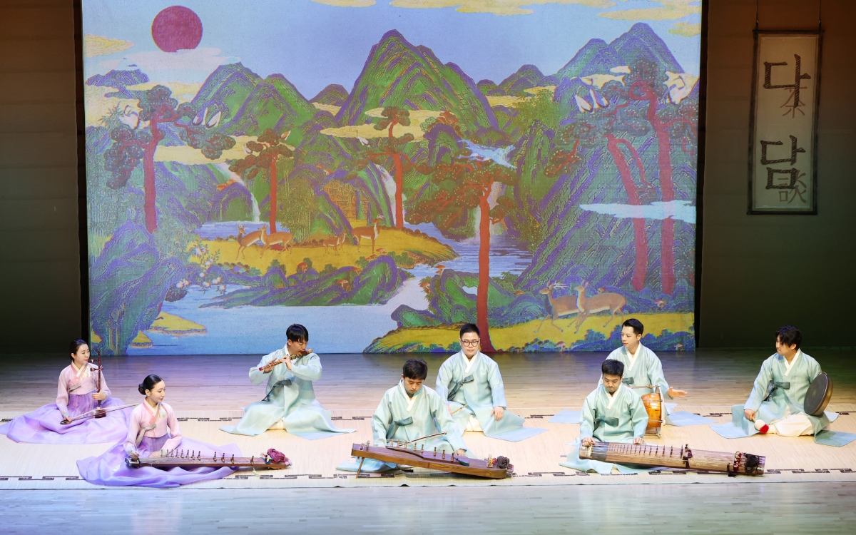 The Court Music Orchestra of the National Gugak Center on April 30 performs sinawi (traditional improvisational music). 