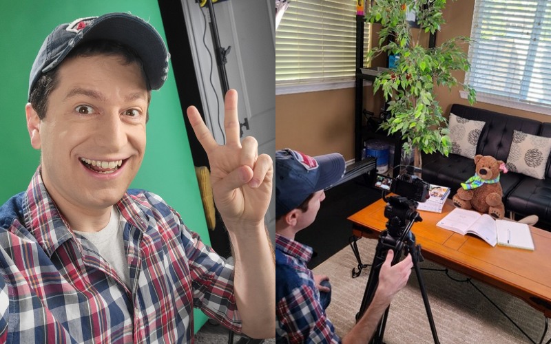 Go prepares to film content for his YouTube Korean language lessons. 