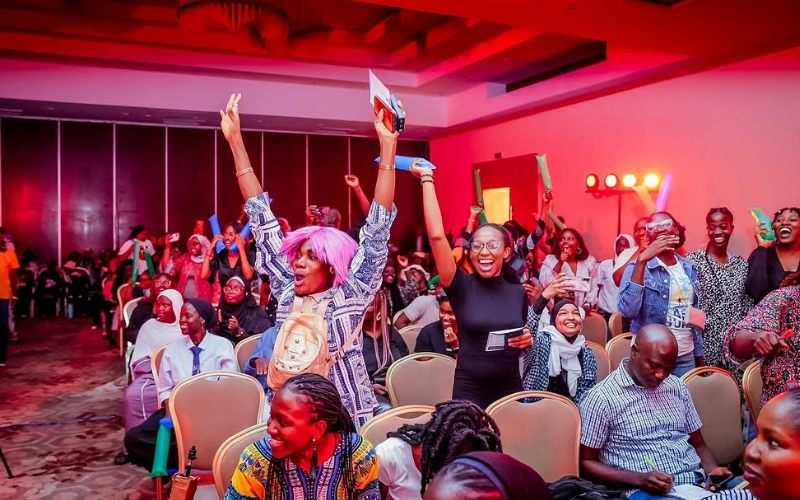 Audience cheering with joy and enthusiasm at the K-Pop festival