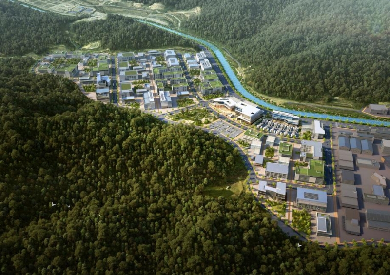 This is a bird's eye view of a hydrogen fuel cell cluster to be built in the Pohang Blue Valley National Industrial Complex in Pohang, Gyeongsangbuk-do Province. (Pohang City Hall)  