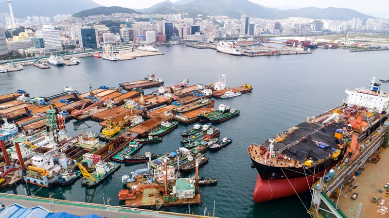 View of Busan Port (iClickArt) Unauthorized reproduction and redistribution of the above photo is prohibited under copyright law.