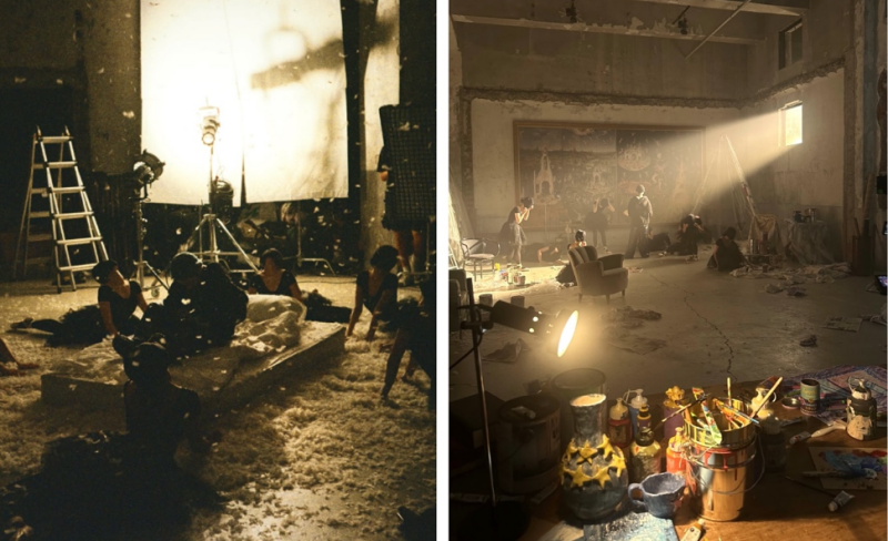 Moments from scene preparations on the set of the music video for “Red Cheek Boys” by Sunburnkids. (Shin Ji-hoon)