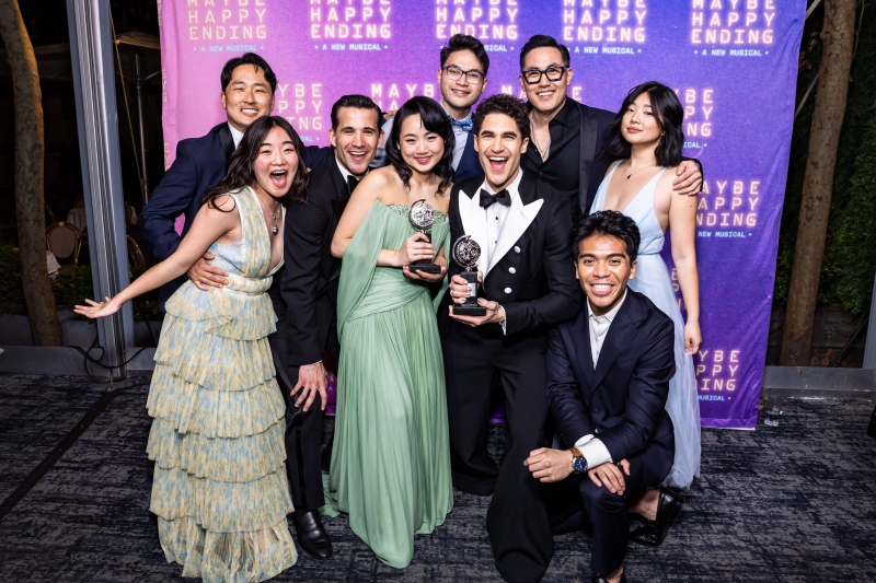 Claire Kwon (extreme left) with the team of “Maybe Happy Ending” at the 78th Tony Awards, June 8, Radio City Music Hall in New York City. (Rebecca J Michelson)