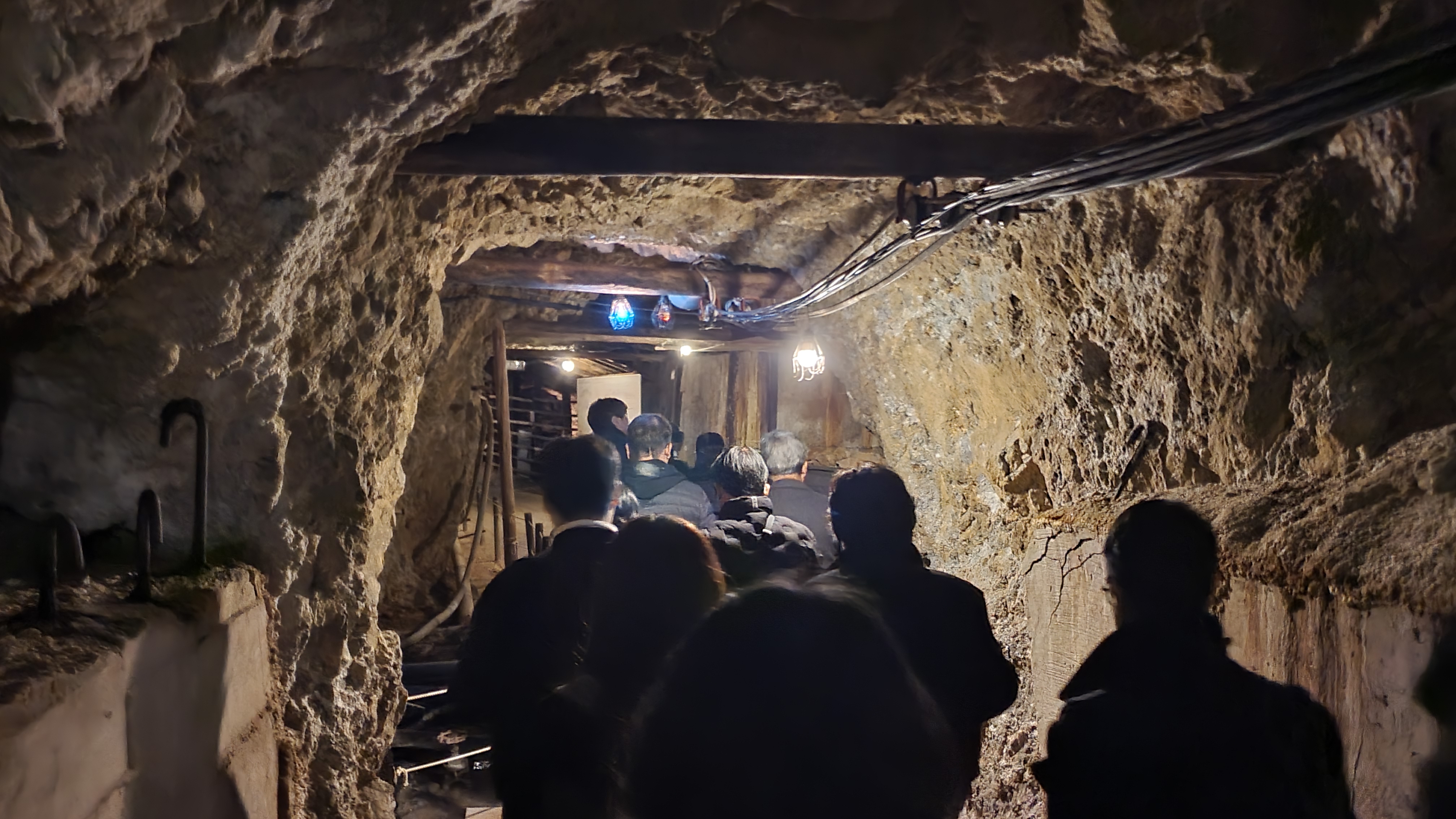 The descendants of Korean victims of forced labor on Nov. 25, 2024, tour a mine shaft after attending a memorial service for their ancestors at the dormitory site on Sado Island in Japan's Niigata Prefecture. (Yonhap News)