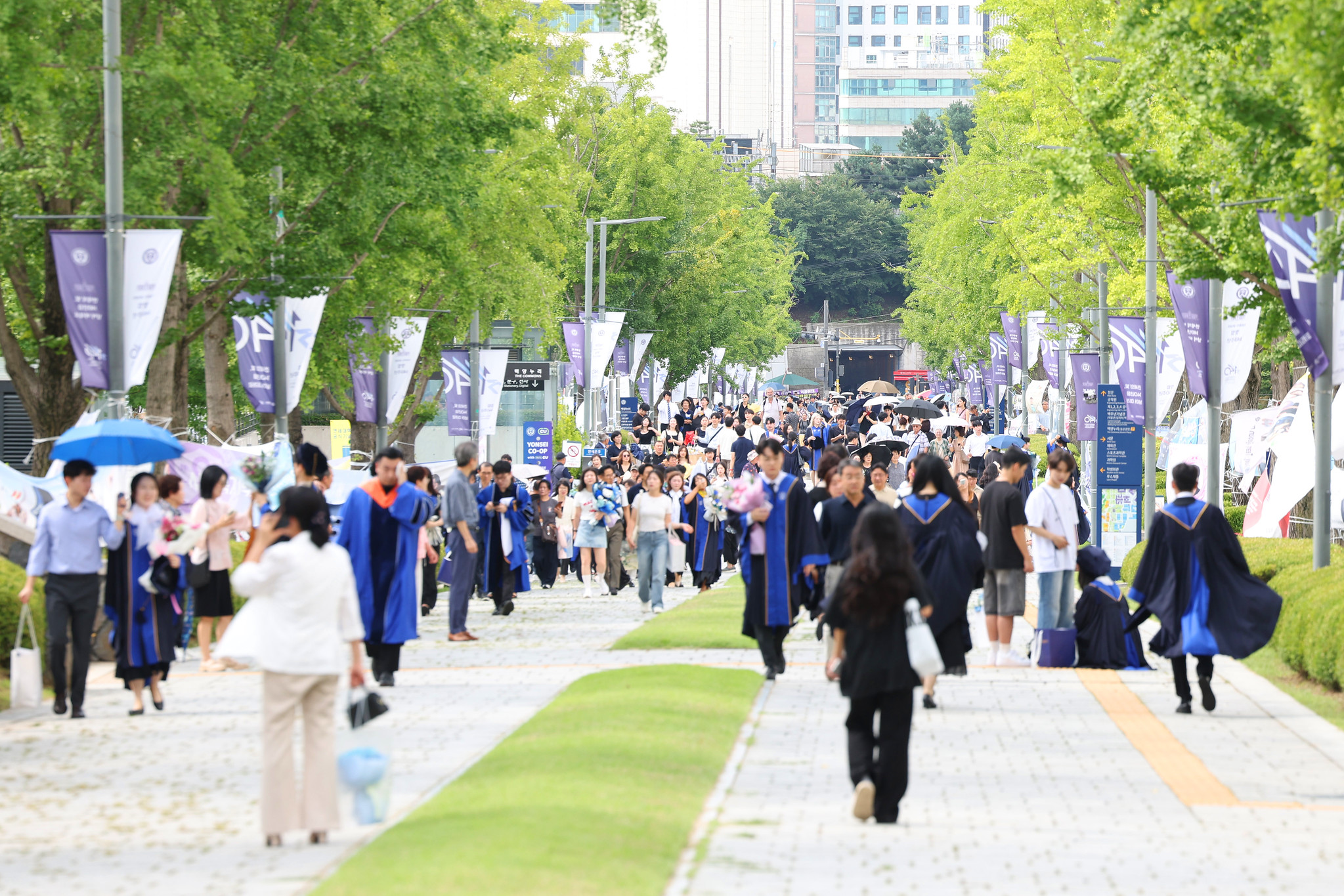 The Ministry of Education and the Korean Educational Development Institute on Sept. 9 announced the results of the report Education at a Glance 2025 of the Organisation for Economic Co-operation and Development. Shown is the graduation ceremony on Aug. 29 at Yonsei University in Seoul's Seodaemun-gu District. (Lee Jeongwoo)  