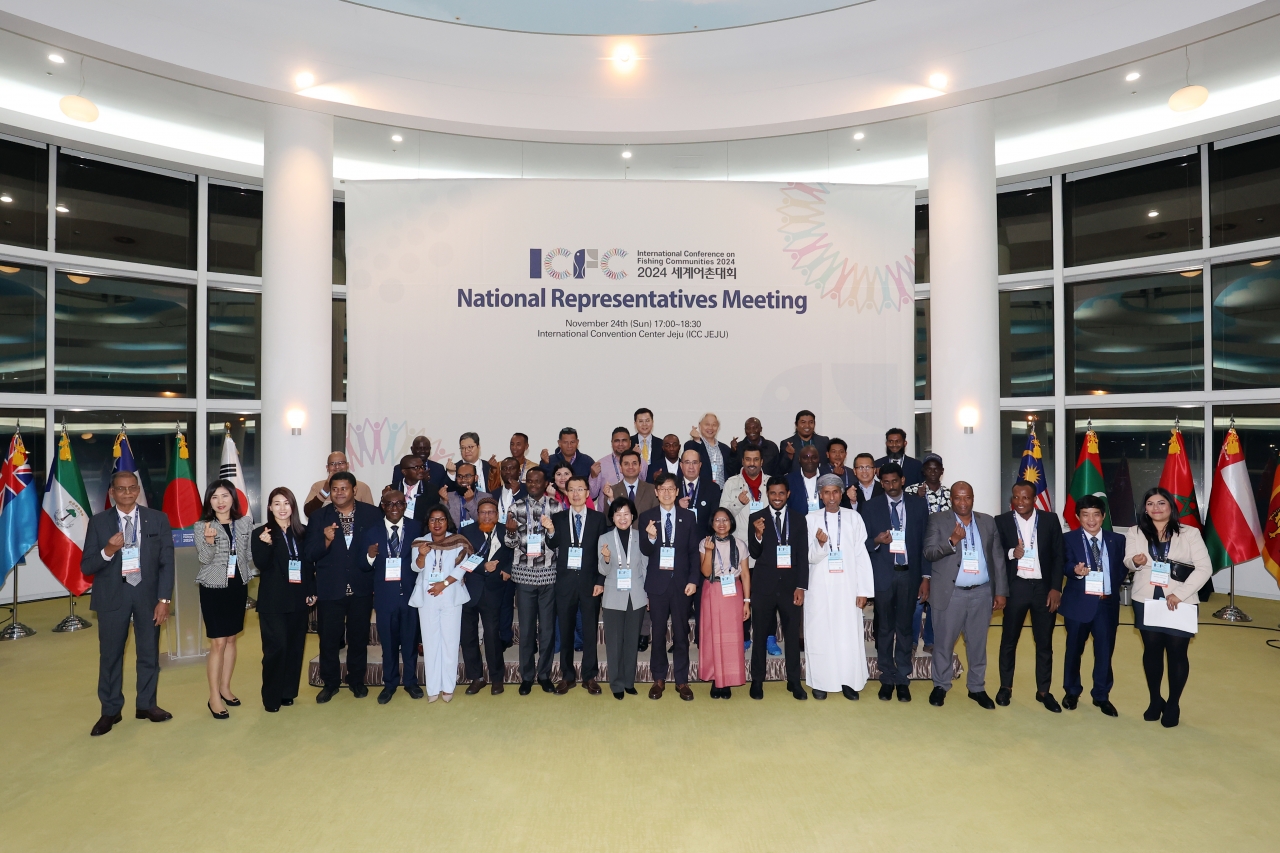 The Ministry of Oceans and Fisheries on Nov. 6 announced its hosting of the International Conference on Fishing Communities (ICFC) from Nov. 9-12 at the convention center Songdo Convensia in Incheon. Shown is a group photo of the delegates at the ICFC's National Representatives Meeting from Nov. 24-27, 2024, at International Convention Center Jeju in Seogwipo, Jeju Island. (2025 ICFC's official website)