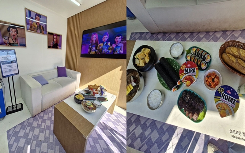 Visitors can re-create the scene in the film with a familiar set-up inside the private plane of HUNTR/X. 