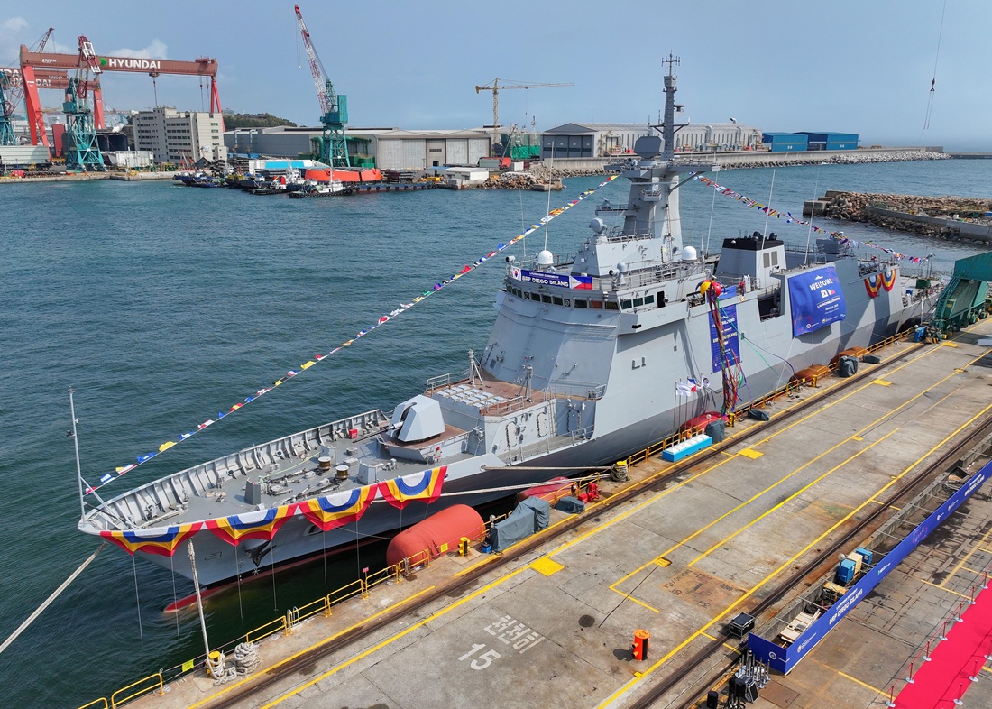A launching ceremony on March 28 is held for the Diego Silang, the second patrol frigate built by HD Hyundai Heavy Industries for the Philippine navy. (HD Hyundai Heavy Industries)