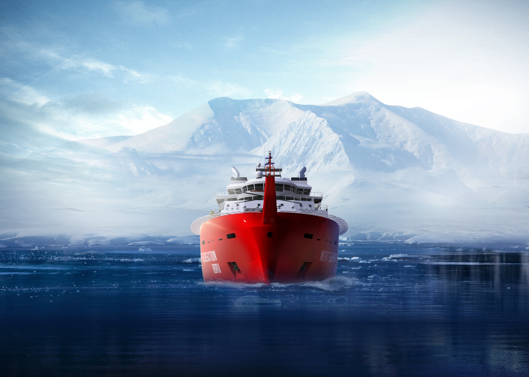The Ministry of Oceans and Fisheries in July signed a contract with Hanwha Ocean to build a next-generation icebreaker by 2029. Shown is an image of the company's cutting-edge research icebreaker. (Hanwha Ocean)