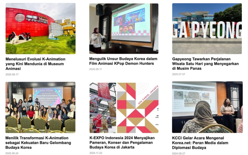 Some of Aprilia's articles that were published on the Korea.net website (Screenshots from Korea.net)