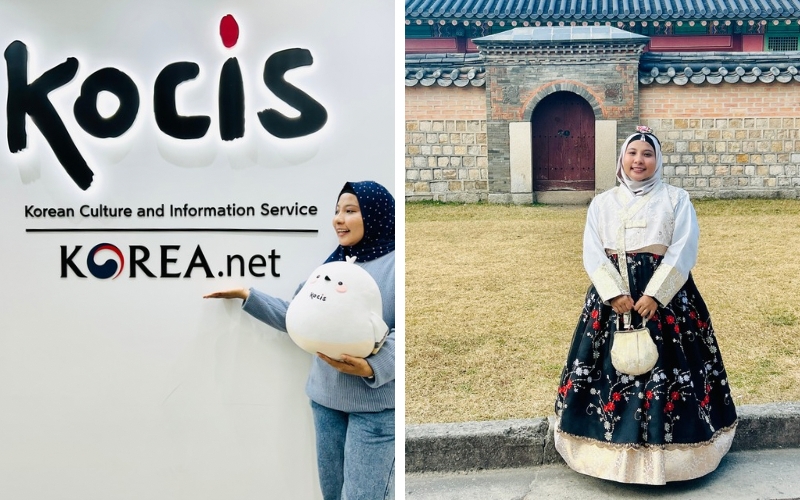 As part of a cultural trip, Aprilia visited the KOCIS office and Gyeongbokgung. (Margareth Theresia, Hanum Nur Aprilia)