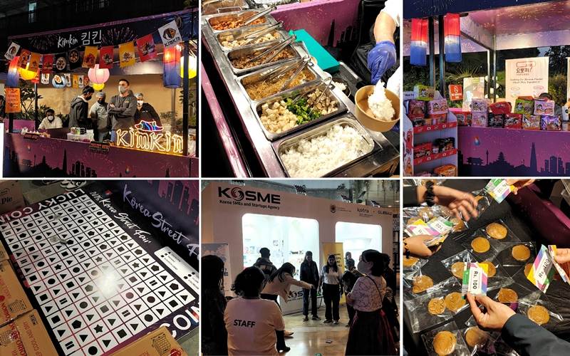 Visitors enjoy Korean street food and play Korean Games at the fair.