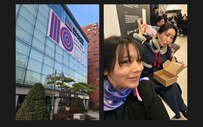 Left: Modu Art Theater. Right: Me and CEO Liz Kim. (Ianina Osgueritchian)