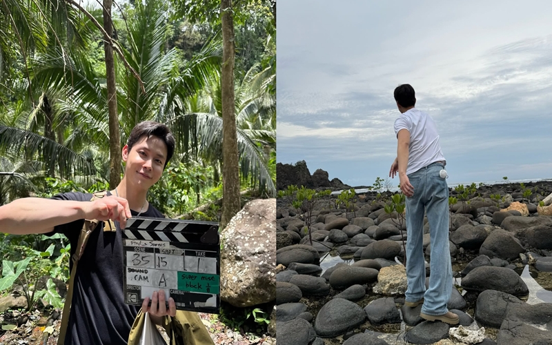 Theo during the filming of 