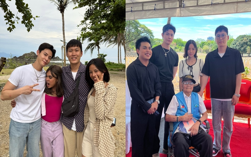 Theo with the cast of 