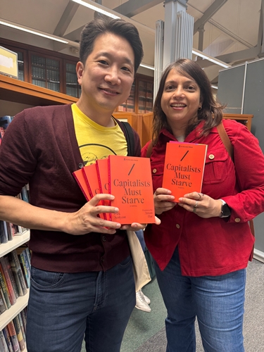 Anton Hur (left) and Diya Mitra (right) at Wimbledon Book Festival on Oct. 18, 2025.