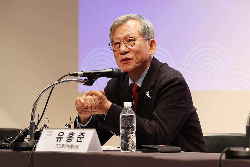 National Museum of Korea Director You Hong June on Feb. 3 announces his institution's business plan for 2026 at a new year's news conference held at the museum in Seoul's Yongsan-gu District. (Lee Jeongwoo)