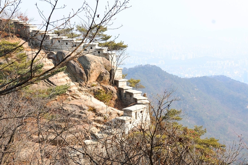Seoul landscape as seen from Bukhansanseong Fortress.