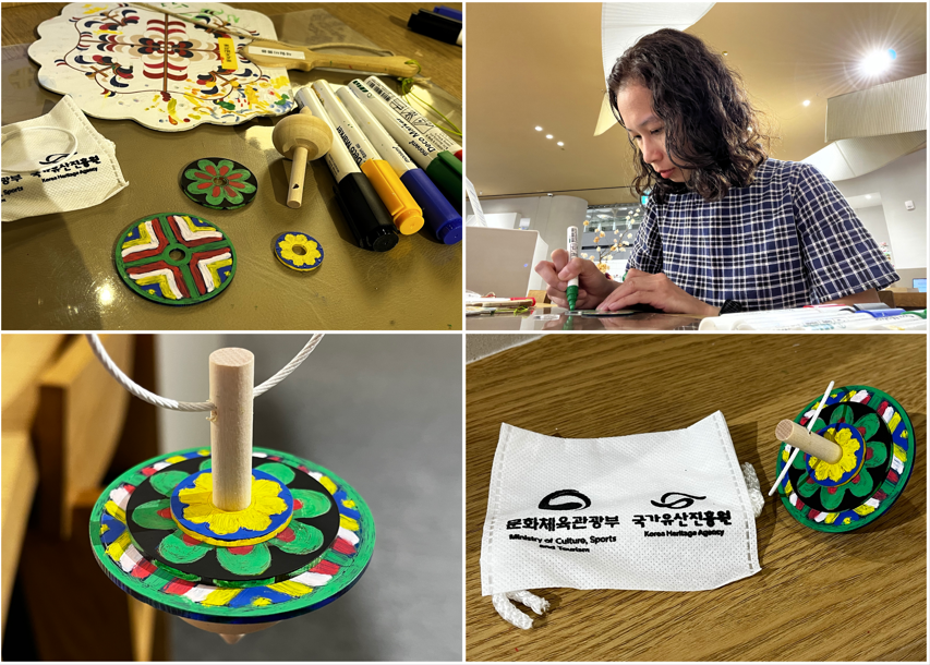 Myrtle Iris Villaraza creates her own paengi for free at the Korean Traditional Culture Center in Incheon Airport.