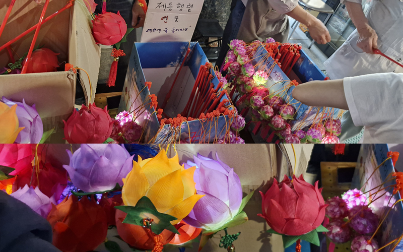 Lotus-shaped lanterns in various colors and sizes are displayed near Jogyesa Temple during the Yeondeunghoe festival in Seoul on May 16.