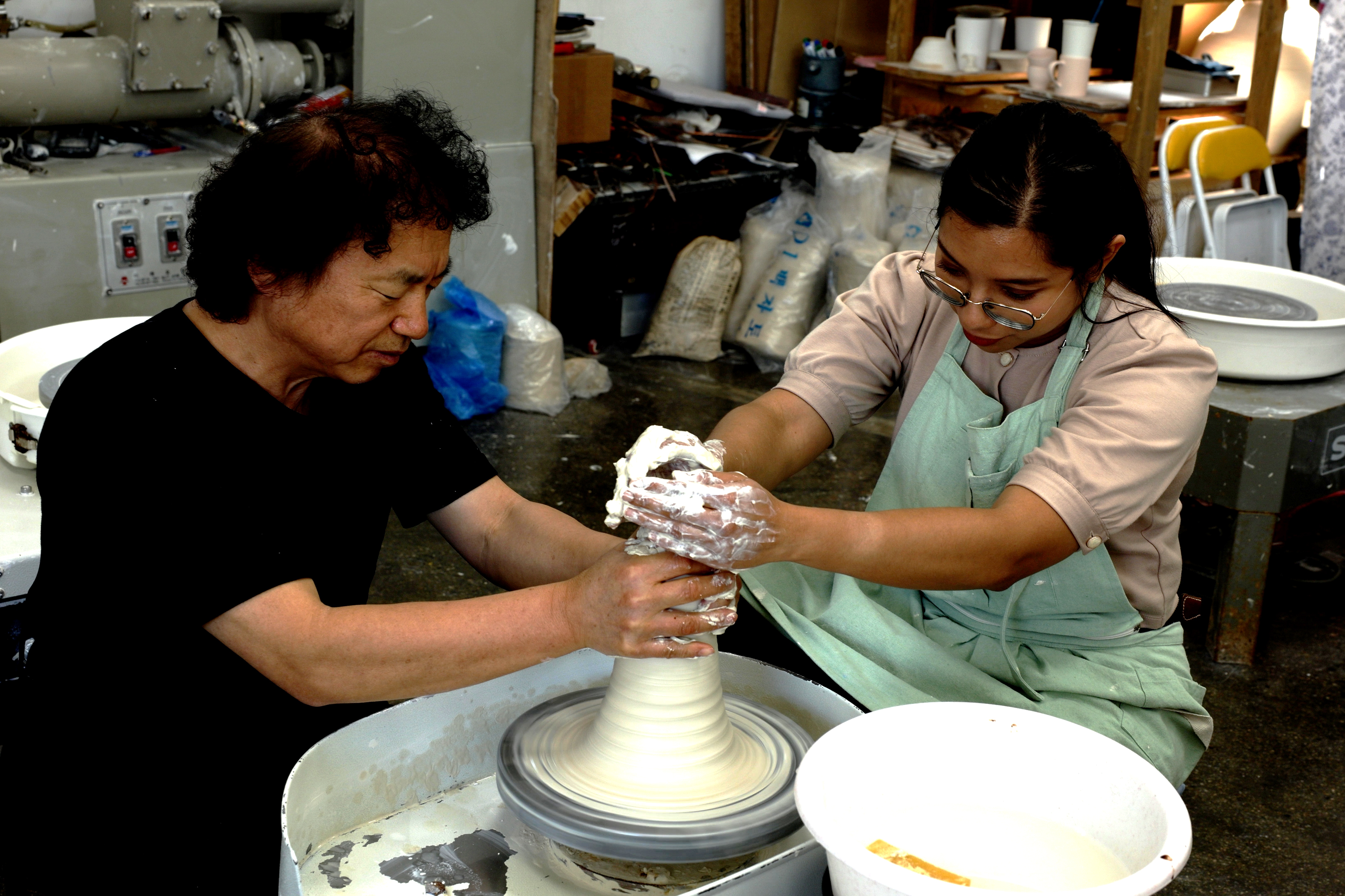 Ceramic artist Kim Chang Seb on June 5 in the workshop 