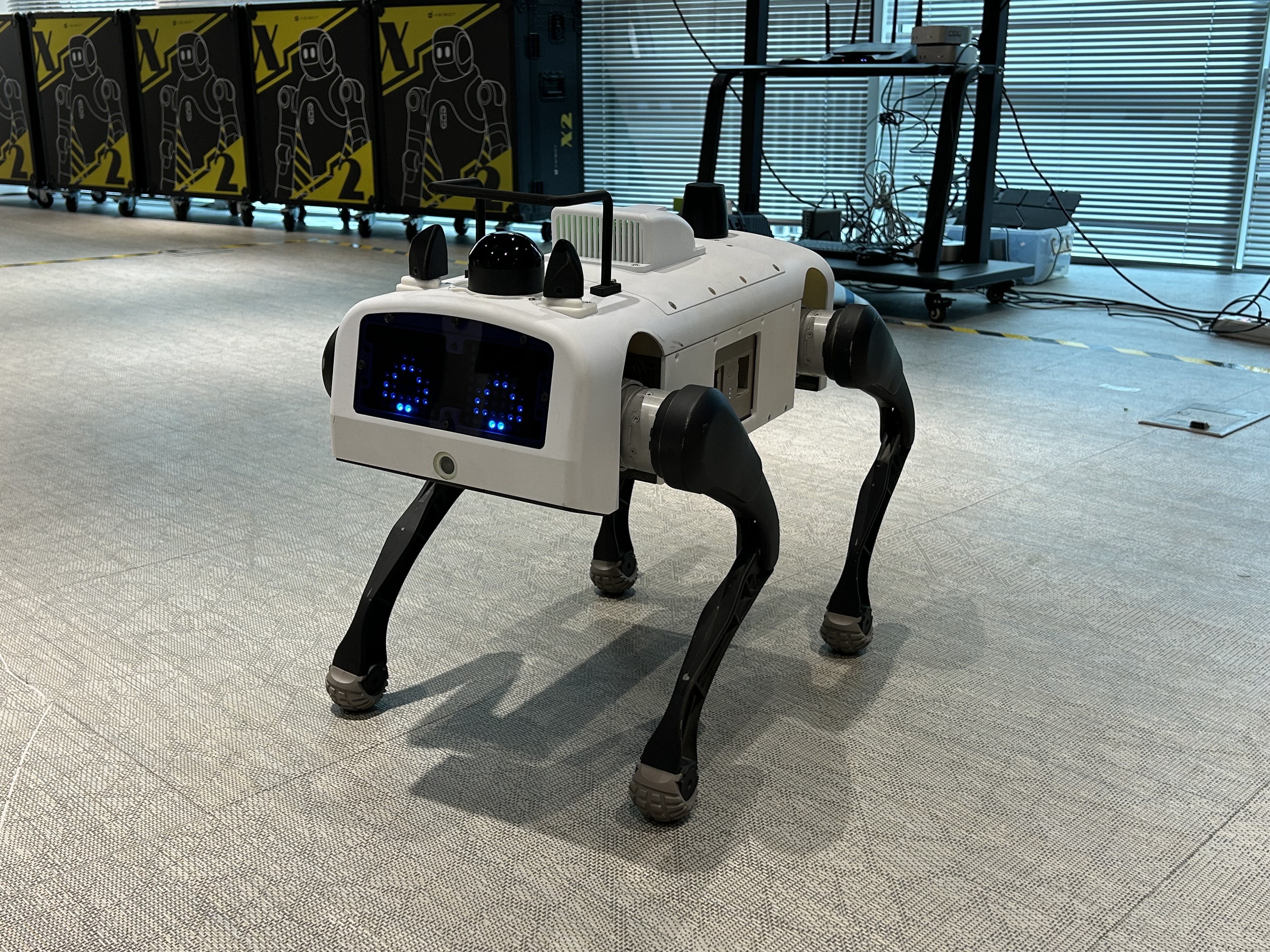 The photo on May 21 shows Jindo Bot, a domestically developed quadruped robot that recognizes vision, language and behavior, understands human instructions and moves autonomously, at the headquarters of Maum AI in Seongnam City, Gyeonggi-do Province. 