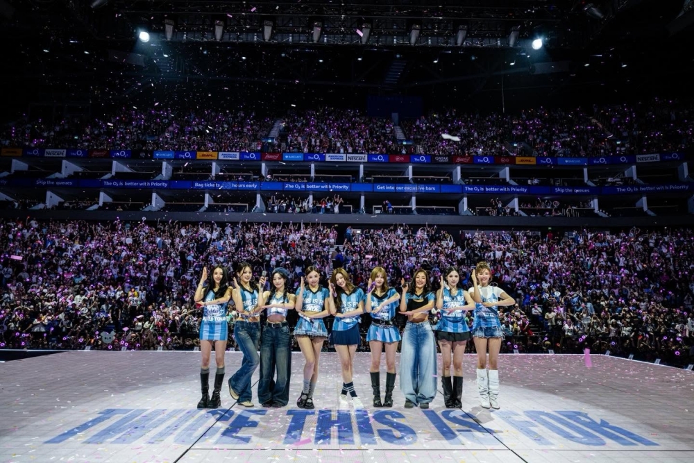 This is a scene from the girl group TWICE's sixth world tour 