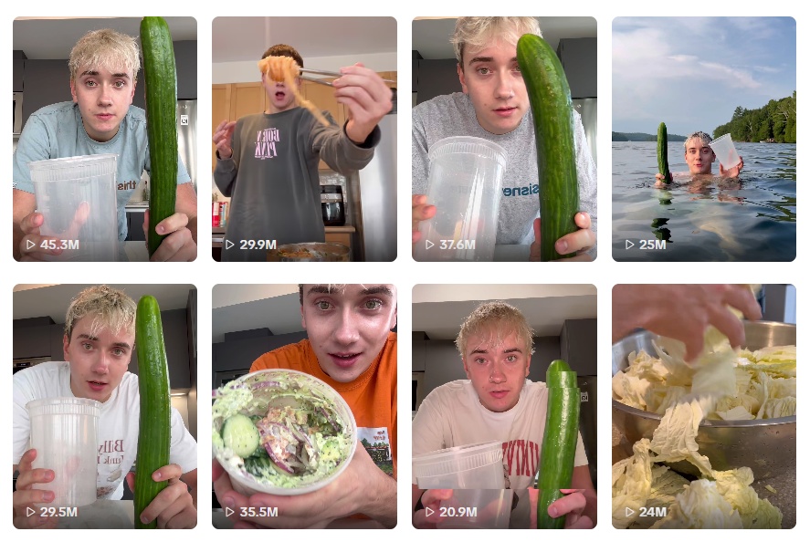 Canadian Hansik vlogger Logan Moffitt shows his cucumber salad recipe on TikTok. (Screenshot from Moffitt's TikTok account)