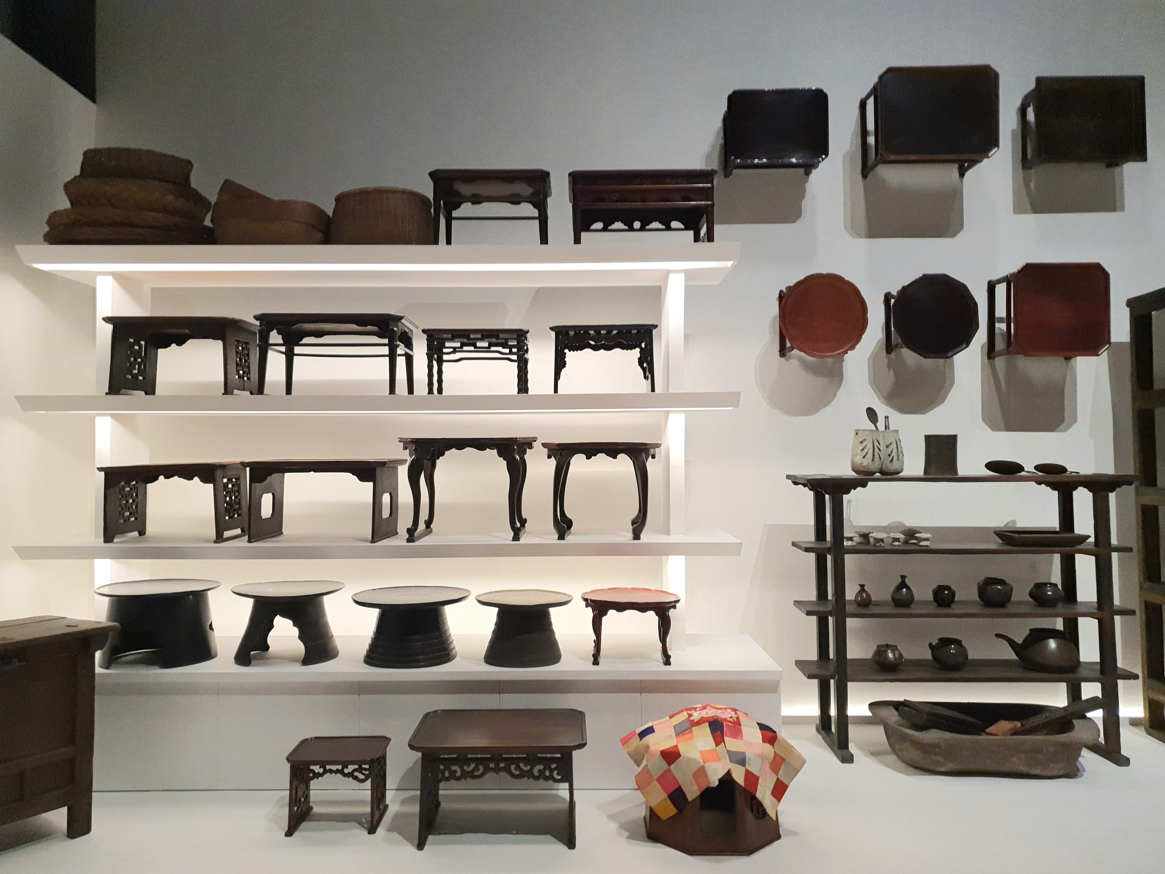 Soban of varying forms depending on the shapes of their tabletops and legs are on display through Oct. 25 at the exhibition 