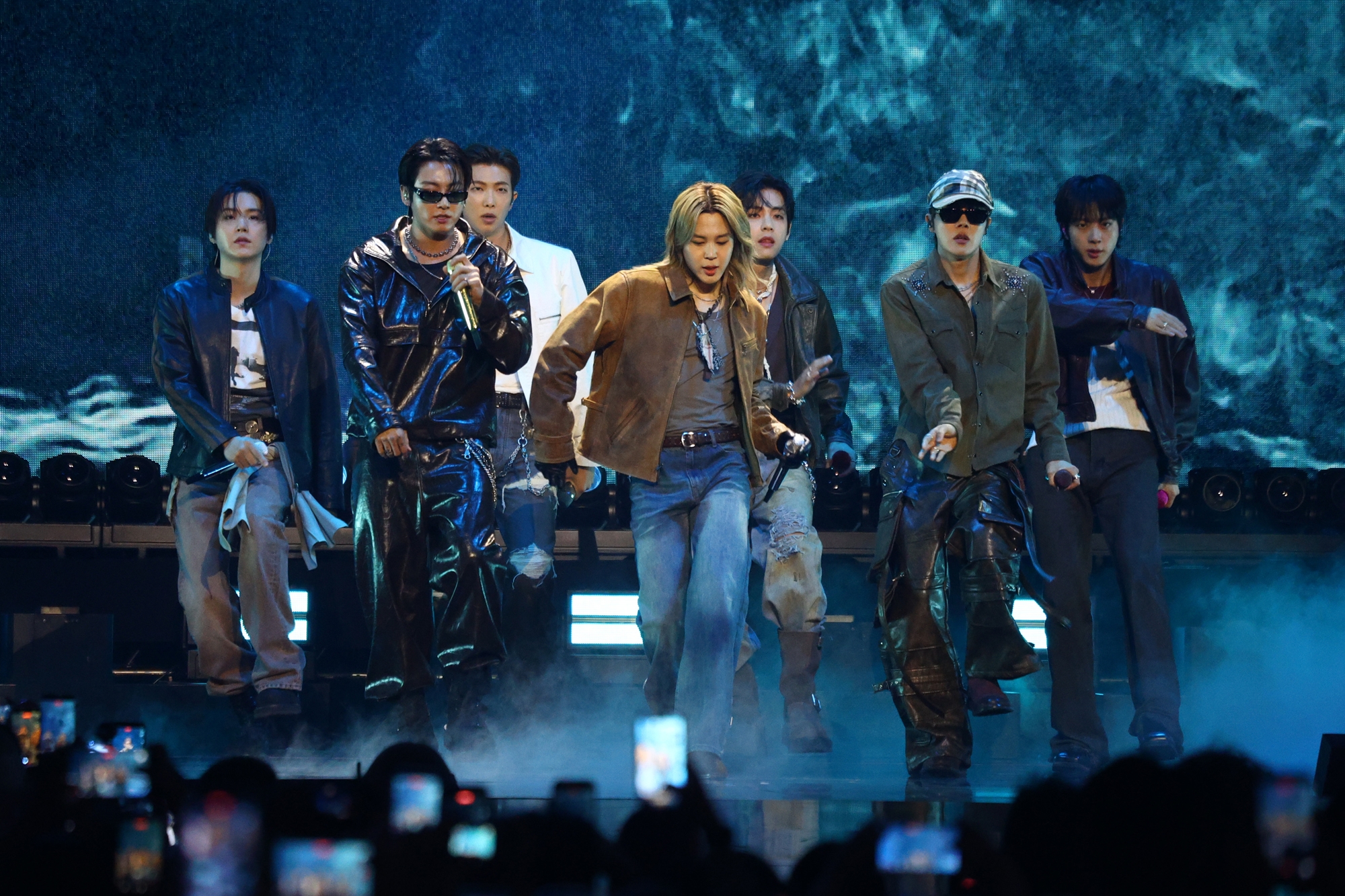 K-pop juggernaut BTS on Sept. 27 won Song of the Year, Best K-Pop and Best Group at this year's MTV Video Music Awards at the Peacock Theater in Los Angeles. Shown is the group performing on Sept. 18 at the iHeartRadio Music Festival at T-Mobile Arena in Las Vegas. 