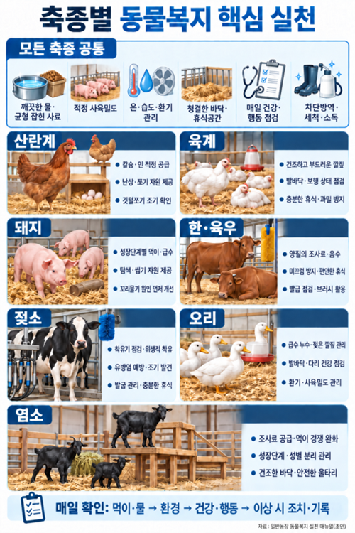 Photos from animal welfare guidelines for farms (Rural Development Administration)