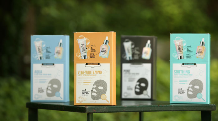 Three-step masks include a bubble cleanser, a 'boosting' ampoule and a mask sheet. Users can cleanse, moisturize and soothe their skin by using the steps all at once.