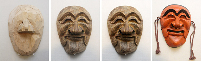 A <i>Hahoe-tal</i> mask can be made by carving a piece of alder wood.