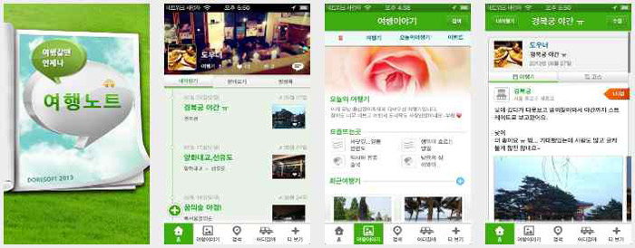 “Travel Note” (unofficial translation), an app developed by DORESOFT, has recorded 150,000 downloads so far. This app is based on public travel information collected by the Korea Tourism Organization.