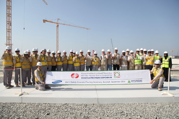 The Unit 3 Safety Concrete Pouring Ceremony is held in October 2014 in Barakah, UAE.