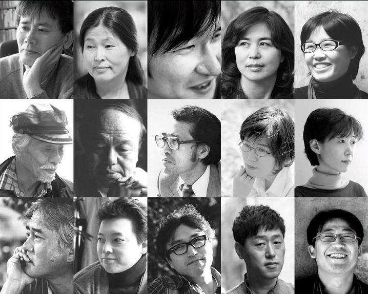 Pictured are the 15 authors featured in the Bilingual Edition of Modern Korean Literature, a series of short stories published by Asia Publishers on March 14. (photo courtesy of Asia Publishers)