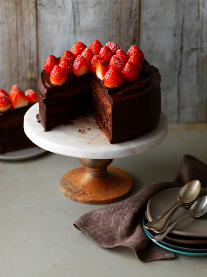 Cake mixes allow people to make cakes at home without an oven. The above photo shows a chocolate cake made from cake mix.