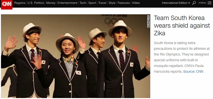 CNN said on Aug. 1 that the uniforms worn by Korean athletes are equipped with insect repellent, as well as being both classy and stylish.