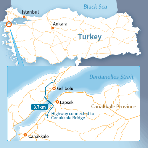 An artist's interpretation of the Canakkale suspension bridge. It's scheduled to be completed in 2023.