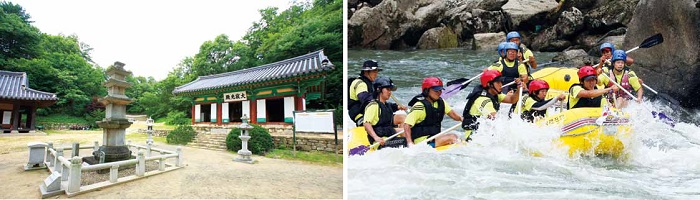 Dopiansa Temple (left) © KTO. Rafting along the Hantangang River (right) © Yonhap News 