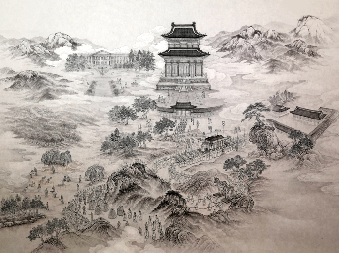 Lee Tae-jeong’s ink-and-wash painting ‘Deoksugung Gamrodo' ('甘露圖').