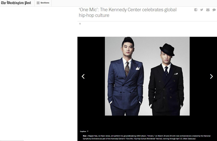 An article from The Washington Post features Dynamic Duo, among many other hip-hop stars, who participated in the “One Mic: Hip Hop Culture Worldwide” festival. (captured image from The Washington Post homepage)