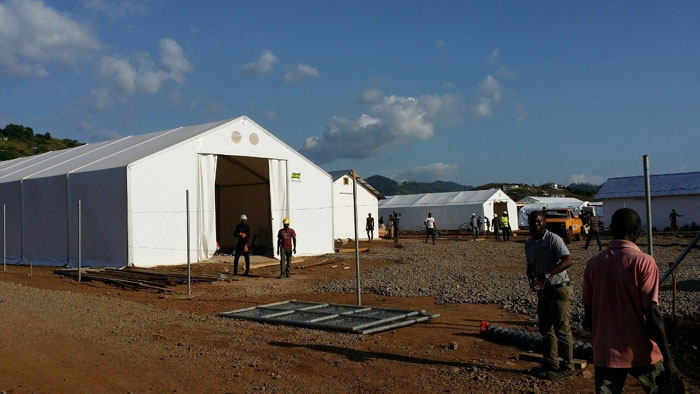 The ETC is under construction in Goderich, near Freetown, the capital of Sierra Leone. Korea's medical team will depart for Goderich on December 13. Construction of this center is being organized by the U.K. and will be finished on December 15. (photo courtesy of the Ministry of Foreign Affairs)