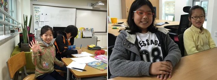 Fourth graders at Dodam Elementary: (from left) Lim Jinah, Jeong Dayeon, Noh Subin