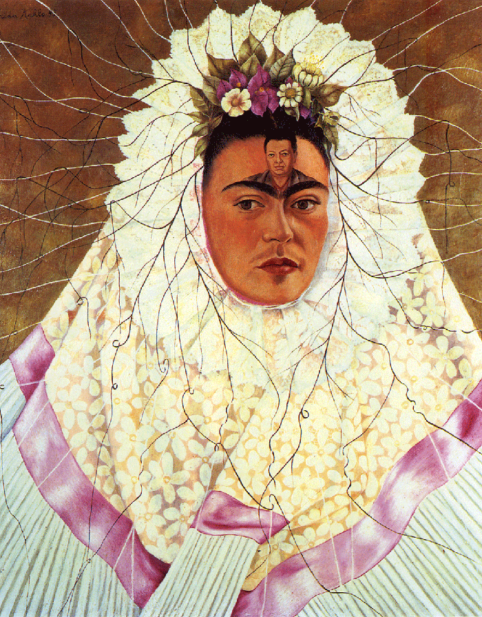 'Self-Portrait with Necklace'(top) and 'Diego on My Mind (Self-Portrait as Tehuana).'