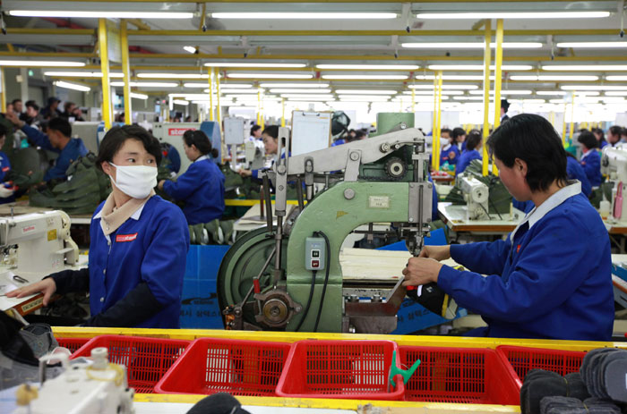 North Korean workers at the Gaeseong Industrial Complex.