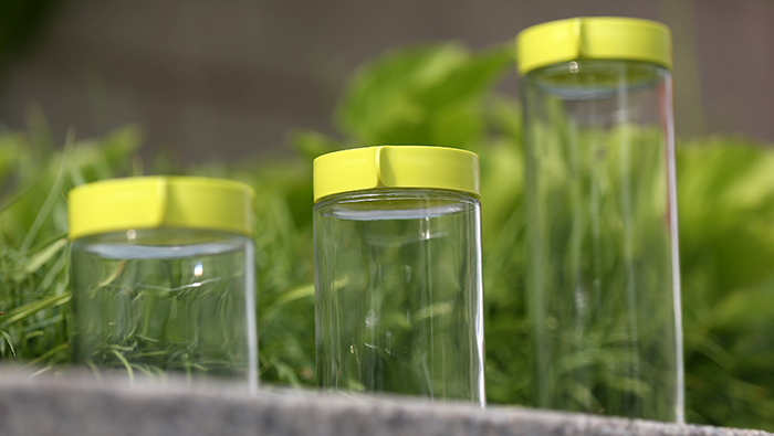 Glasslock Block canisters are cylindrical and can be stacked on top of one another.