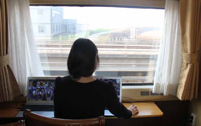 Laptops are available in the common areas and Wi-Fi is available throughout the train.