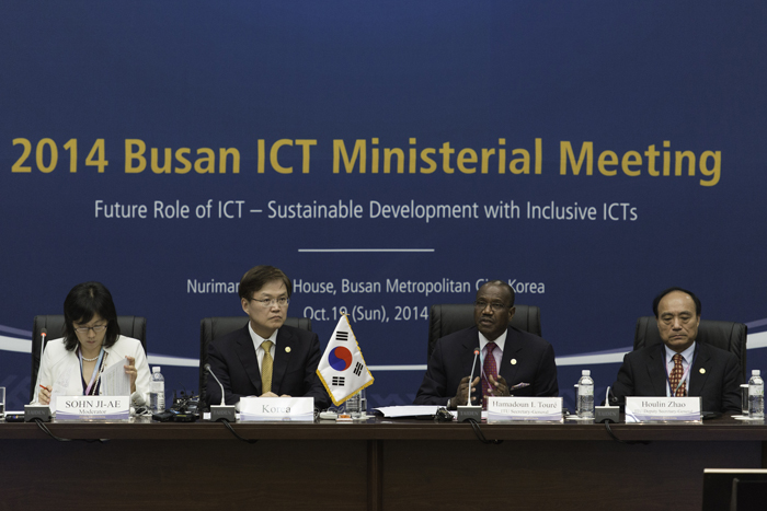 Ministers and vice ministers from 50 nations across Asia, America, Europe and Africa attend the ICT Ministerial Meeting in Busan on October 19. 