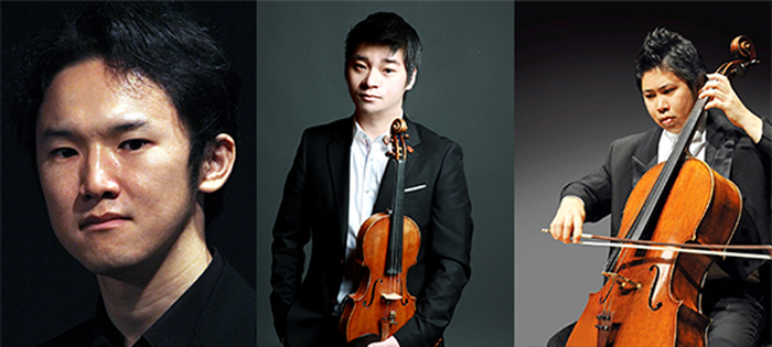 Japan’s Ishikawa Seitaro (left) will conduct the Korea-Japan United Orchestra, an orchestra made up of musicians who represent Korea and Japan, including violinist Kwon Hyuk-joo (center) and cellist Tsukimoto Rei (right), in a January 31 concert, part of the Seoul International Music Festival, at the Seoul Arts Center. 